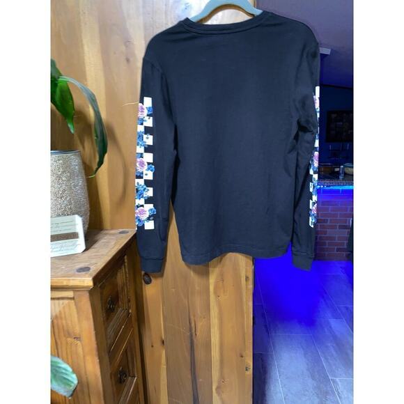 Vans Long Sleeve Black Shirt Floral arms Tee Crew Neck Size Small - Picture 2 of 8